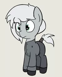 Size: 664x830 | Tagged: safe, artist:triplesevens, derpibooru import, oc, oc:trouble shoot, unofficial characters only, earth pony, pony, clothes, colt, cyoa:nilquest, foal, male, simple background, solo, tail wrap