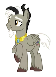 Size: 1050x1454 | Tagged: safe, artist:elementbases, artist:flipwix, derpibooru import, discord, ponified, pegasus, pony, alternate universe, base used, element of laughter, jewelry, male, pony discord, role reversal, simple background, smiling, species swap, stallion, transparent background