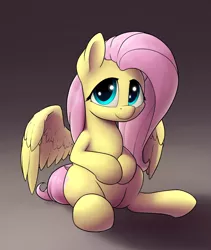 Size: 1600x1900 | Tagged: safe, artist:whiskeypanda, derpibooru import, fluttershy, pegasus, pony, cute, daaaaaaaaaaaw, looking at you, shyabetes, sitting, solo