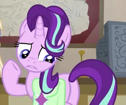 Size: 771x644 | Tagged: safe, derpibooru import, screencap, starlight glimmer, pony, unicorn, student counsel, bag, butt, cash register, cropped, female, map, mare, plot, raised hoof, saddle bag, solo