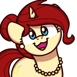 Size: 1000x1000 | Tagged: safe, artist:sugar morning, derpibooru import, oc, oc:golden brooch, pony, unicorn, cute, daaaaaaaaaaaw, ear piercing, female, jewelry, mother, necklace, ocbetes, piercing, solo, sugar morning's smiling ponies