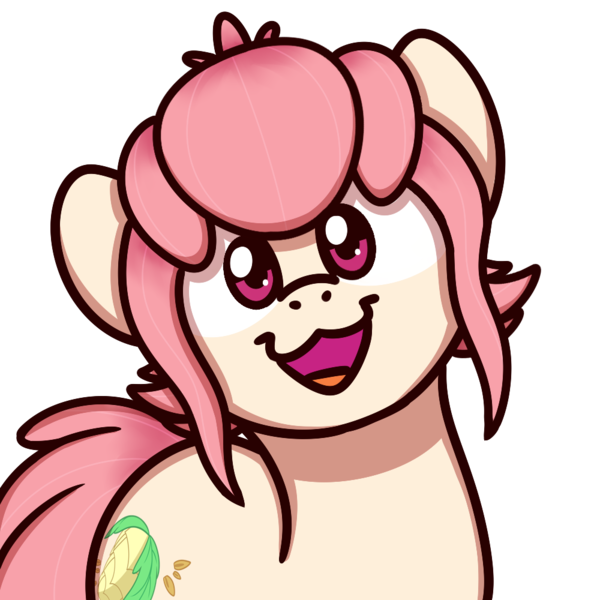 Size: 1000x1000 | Tagged: safe, artist:sugar morning, derpibooru import, oc, oc:hopple scotch, earth pony, pony, :3, bust, commission, female, head tilt, looking at you, mare, open mouth, simple background, smiling, solo, sugar morning's smiling ponies, transparent background, ych result