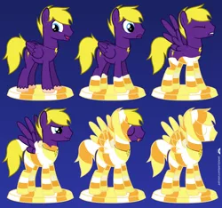 Size: 6400x6000 | Tagged: safe, artist:parclytaxel, derpibooru import, oc, oc:sky thundercloud, ponified, unofficial characters only, food pony, original species, pegasus, pony, .svg available, absurd resolution, candy, candy corn, commission, food, food transformation, gradient background, halloween, holiday, inanimate tf, jewelry, licking, male, necklace, petrification, solo, spread wings, stallion, tongue out, transformation, transformation sequence, vector, wings