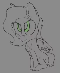 Size: 1282x1570 | Tagged: safe, artist:enragement filly, derpibooru import, oc, oc:anonfilly, pegasus, pony, blushing, female, filly, grumpy, monochrome, neo noir, partial color, scrunchy face, sketch, solo