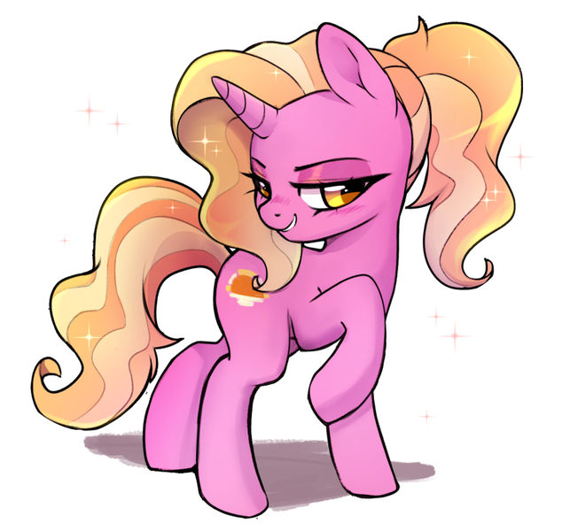 Size: 837x792 | Tagged: safe, artist:techycutie, derpibooru import, luster dawn, pony, unicorn, the last problem, bedroom eyes, cute, female, looking at you, lusterbetes, lusty dawn, mare, ponytail, sexy, smiling, smirk, solo, sparkles