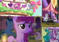 Size: 752x533 | Tagged: safe, derpibooru import, edit, screencap, berry blend, berry bliss, berry punch, berryshine, blues, buddy, cheerilee, junebug, noteworthy, ponet, royal riff, star bright, twilight sparkle, twilight sparkle (alicorn), written script, alicorn, pony, party pooped, the break up breakdown, the maud couple, the summer sun setback, bow, candle, cropped, female, friendship student, male, offscreen character, ponies standing next to each other, straight, umbrella