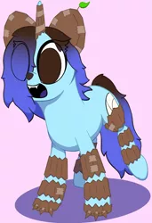 Size: 1116x1628 | Tagged: safe, artist:ceemakesstuff, derpibooru import, oc, oc:cee, pony, unicorn, cardboard, clothes, costume, happy, nightmare night costume, no pupils, solo