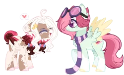 Size: 3340x2032 | Tagged: safe, artist:sugaryicecreammlp, derpibooru import, oc, oc:celestial star, oc:sugary icecream, unofficial characters only, pegasus, pony, alternate design, clothes, female, goggles, mare, scarf, simple background, transparent background