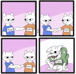 Size: 1946x1900 | Tagged: suggestive, derpibooru import, edit, ponified, pony, anus, butt, comic, hoofshake, nudity, plot, ponut, stonetoss