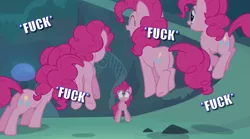 Size: 745x415 | Tagged: caption, clone, clones, derpibooru import, edit, edited screencap, image macro, pinkie clone, pinkie pie, safe, screencap, text, this will end in snu snu, too many pinkie pies, vulgar