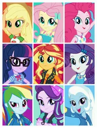 Size: 3106x4096 | Tagged: safe, derpibooru import, applejack, fluttershy, pinkie pie, rainbow dash, rarity, sci-twi, starlight glimmer, sunset shimmer, trixie, twilight sparkle, equestria girls, humane eight, humane five, humane nine, humane seven, humane six