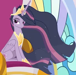 Size: 622x611 | Tagged: safe, derpibooru import, edit, edited screencap, screencap, mean twilight sparkle, princess twilight 2.0, twilight sparkle, twilight sparkle (alicorn), alicorn, pony, the last problem, the mean 6, cropped, crown, jewelry, princess mean twilight 2.0, regalia, solo