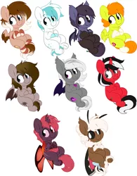 Size: 1977x2540 | Tagged: safe, artist:kellythedrawinguni, derpibooru import, oc, oc:actias nuria, oc:rosalia, unofficial characters only, pony, chibi, commission, cute, red changeling, simple background, smol, white background, ych result, your character here