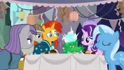 Size: 1920x1080 | Tagged: safe, derpibooru import, screencap, maud pie, mudbriar, starlight glimmer, sunburst, trixie, pony, student counsel