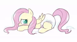 Size: 716x390 | Tagged: suggestive, artist:cuddlehooves, derpibooru import, fluttershy, pony, cropped, cute, diaper, diaper fetish, fetish, poofy diaper, solo