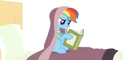 Size: 9992x4923 | Tagged: safe, artist:pangbot, derpibooru import, rainbow dash, pegasus, pony, read it and weep, adorkable, bandaid, bed, book, cover, cute, daring do book, dashabetes, dork, female, hospital, hospital bed, hospital gown, mare, pillow, rainbow dork, reading, simple background, sitting, solo, transparent background, vector