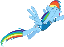 Size: 6198x4640 | Tagged: safe, artist:pangbot, derpibooru import, rainbow dash, pegasus, pony, winter wrap up, .svg available, clothes, cute, dashabetes, eyes closed, female, flying, happy, mare, open mouth, simple background, smiling, solo, transparent background, vector, vest, wings, winter wrap up vest