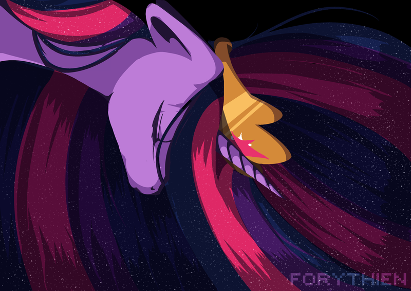 Size: 4093x2894 | Tagged: safe, artist:forythien, derpibooru import, princess twilight 2.0, twilight sparkle, twilight sparkle (alicorn), alicorn, pony, the last problem, binary pen, crown, end of ponies, ethereal mane, eyes closed, female, high res, jewelry, mare, regalia, signature, solo, starry mane