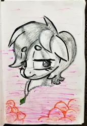 Size: 1312x1911 | Tagged: safe, artist:shoeunit, derpibooru import, roseluck, earth pony, pony, bust, female, jewelry, mare, necklace, solo, traditional art