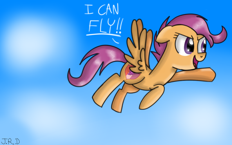 Size: 1280x800 | Tagged: safe, artist:technoponywardrobe, derpibooru import, scootaloo, pegasus, pony, cloud, cute, cutealoo, digital art, flying, happy birthday mlp:fim, lighting, mlp fim's ninth anniversary, older, older scootaloo, scootaloo can fly, shading, sky, solo