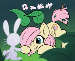 Size: 1215x981 | Tagged: safe, artist:soulcentinel, derpibooru import, angel bunny, fluttershy, pegasus, pony, rabbit, fanfic:twin fates, alternate hairstyle, alternate universe, animal, cute, cutie mark, female, filly, filly fluttershy, foal, leaves, male, short hair, shyabetes, younger