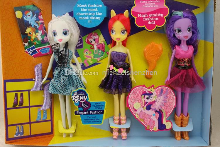 Size: 750x500 | Tagged: safe, derpibooru import, angel bunny, apple bloom, applejack, fluttershy, gummy, princess cadance, rainbow dash, rarity, twilight sparkle, winona, pony, equestria girls, bootleg, boots, clothes, doll, engrish, my little pony logo, shoes, toy