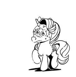 Size: 2005x2048 | Tagged: safe, artist:kylesmeallie, derpibooru import, starlight glimmer, pony, unicorn, monochrome, nervous, solo, sweat