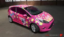 Size: 1108x640 | Tagged: safe, artist:nrxia, derpibooru import, pinkie pie, earth pony, pony, car, ford, ford fiesta, forza motorsport, forza motorsport 4, game screencap, solo, video game