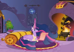 Size: 8192x5792 | Tagged: safe, artist:thatguy1945, derpibooru import, princess twilight 2.0, twilight sparkle, twilight sparkle (alicorn), alicorn, pony, the last problem, spoiler:s09, .ai available, absurd resolution, chimney, dear princess twilight, end of ponies, fireplace, happy birthday mlp:fim, magic, mlp fim's ninth anniversary, older, older twilight, scroll, solo, telekinesis, vector