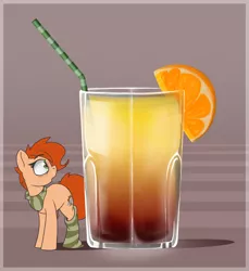 Size: 2903x3171 | Tagged: safe, artist:rexyseven, derpibooru import, oc, oc:rusty gears, unofficial characters only, earth pony, pony, clothes, cocktail, drink, drinking straw, female, glass, mare, micro, scarf, sock, socks, solo, straw, striped socks