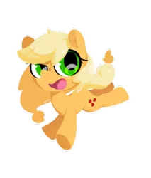 Size: 500x587 | Tagged: safe, artist:penpale-heart, derpibooru import, applejack, earth pony, pony, chibi, cute, hatless, jackabetes, missing accessory, open mouth, simple background, solo, transparent background