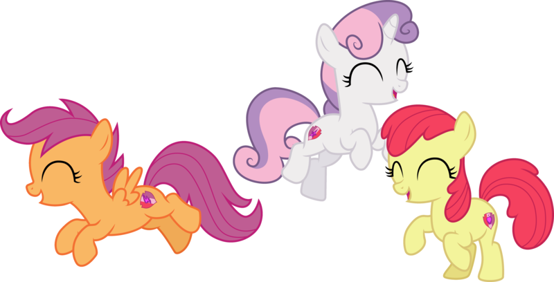 Size: 5878x3000 | Tagged: safe, artist:cloudyglow, artist:parclytaxel, derpibooru import, edit, editor:slayerbvc, vector edit, apple bloom, scootaloo, sweetie belle, earth pony, pegasus, pony, unicorn, the break up breakdown, .ai available, accessory-less edit, cute, cutealoo, cutie mark, cutie mark crusaders, diasweetes, eyes closed, female, filly, missing accessory, open mouth, simple background, the cmc's cutie marks, transparent background, vector