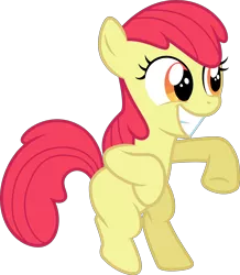 Size: 3000x3444 | Tagged: safe, artist:cloudyglow, derpibooru import, edit, editor:slayerbvc, vector edit, apple bloom, earth pony, pony, apple family reunion, .ai available, accessory-less edit, bipedal, dancing, female, filly, grin, happy, missing accessory, simple background, smiling, solo, transparent background, vector