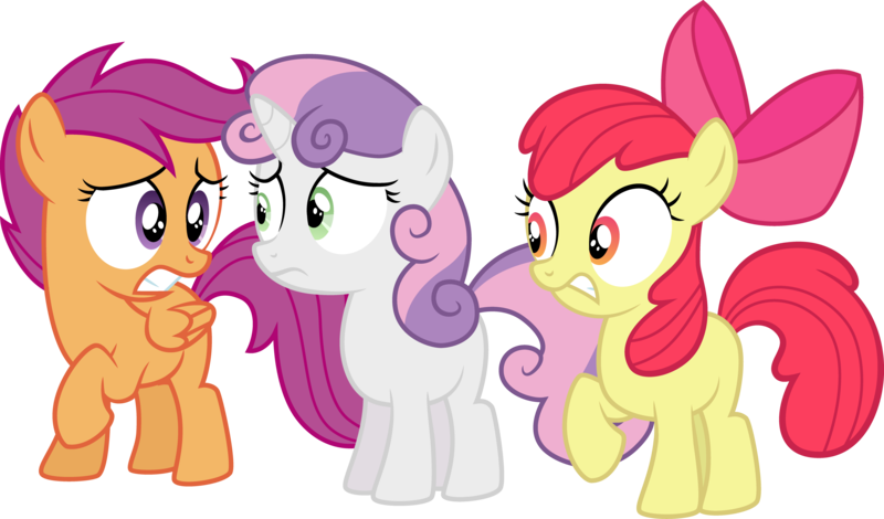 Size: 4008x2356 | Tagged: safe, artist:tourniquetmuffin, derpibooru import, apple bloom, scootaloo, sweetie belle, earth pony, pegasus, pony, unicorn, twilight time, bow, cutie mark crusaders, female, filly, hair bow, nervous, simple background, transparent background, vector