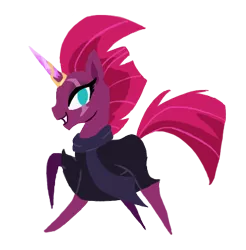 Size: 390x396 | Tagged: safe, artist:mjangelvortex, derpibooru import, fizzlepop berrytwist, tempest shadow, pony, unicorn, my little pony: the movie, the ending of the end, broken horn, clothes, crystal, crystal horn, digital art, eye scar, female, horn, lineless, mare, mlp fim's ninth anniversary, pointy ponies, prosthetic horn, prosthetics, scar, scar on the wrong side, scarf, simple background, solo, tempest gets her horn back, transparent background