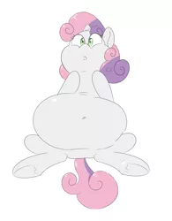Size: 1448x1859 | Tagged: safe, artist:anonopony, derpibooru import, sweetie belle, pony, unicorn, belly, belly button, big belly, bloated, chubbie belle, cropped, fat, female, filly, sweetie belly, underhoof