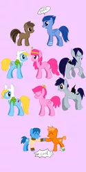 Size: 1000x2000 | Tagged: safe, artist:dmsal1818, derpibooru import, ponified, pony, adventure time, darwin watterson, finn the human, fionna the human, gumball watterson, marceline, mordecai, prince bubblegum, princess bubblegum, regular show, rigby, the amazing world of gumball