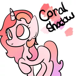 Size: 500x500 | Tagged: safe, artist:wisheslotus, derpibooru import, oc, oc:coral shadow, unofficial characters only, pony, unicorn, female, horn, mare, raised hoof, simple background, solo, unicorn oc, white background