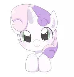 Size: 2404x2514 | Tagged: safe, artist:arrow__root, derpibooru import, sweetie belle, pony, unicorn, bust, cute, diasweetes, female, filly, high res, looking at you, pixiv, portrait, simple background, smiling, solo, white background