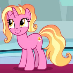 Size: 1000x1000 | Tagged: safe, derpibooru import, screencap, luster dawn, pony, unicorn, the last problem, cropped, cute, looking up, lusterbetes, oh you, smiling, solo, upscaled