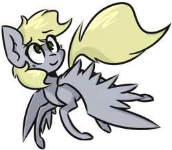 Size: 1024x897 | Tagged: safe, artist:pointdelta, derpibooru import, derpy hooves, pegasus, pony, cute, derpabetes, female, flying, mare, simple background, smiling, solo, transparent background, wings