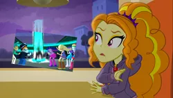 Size: 1366x768 | Tagged: safe, derpibooru import, edit, edited screencap, screencap, adagio dazzle, applejack, rainbow dash, snails, snips, spike, sunset shimmer, twilight sparkle, dog, equestria girls, rainbow rocks, comparison, nitpicking, size comparison, spike the dog