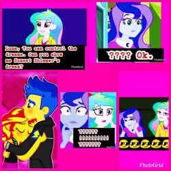 Size: 1024x1024 | Tagged: safe, derpibooru import, edit, flash sentry, princess celestia, princess luna, sunset shimmer, equestria girls, comic, female, flashimmer, male, principal celestia, shipping, straight, vice principal luna