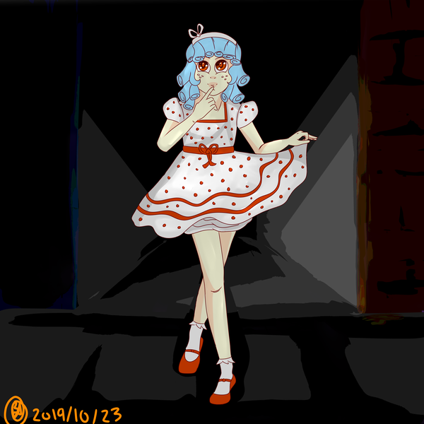 Size: 9000x9000 | Tagged: artist:crystalsunflower, cozy glow, derpibooru import, human, humanized, polka dot dress, safe, shirley temple, solo