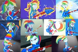 Size: 1714x1150 | Tagged: safe, derpibooru import, editor:dashiewashiemlp, screencap, rainbow dash, equestria girls, equestria girls series, friendship through the ages, guitar centered, legend of everfree, rainbow rocks, spring breakdown, spoiler:eqg series (season 2), all good (song), awesome as i want to be, better than ever, clothes, collage, guitar, legend you were meant to be, musical instrument, rock, welcome to the show