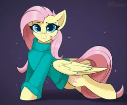 Size: 3000x2500 | Tagged: safe, artist:shadowreindeer, derpibooru import, fluttershy, pegasus, pony, behaving like a cat, bottomless, clothes, cute, female, mare, partial nudity, shyabetes, solo, stretching, sweater, sweatershy