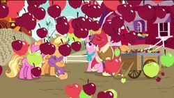 Size: 1920x1080 | Tagged: safe, derpibooru import, edit, edited screencap, screencap, applejack, big macintosh, little mac, luster dawn, sugar belle, earth pony, pony, unicorn, the last problem, apple, aunt and nephew, barn, brother and sister, carrot, colt, father and child, father and son, female, foal, food, happy, holding hooves, hug, husband and wife, male, mare, mother and child, mother and son, older, older applejack, older big macintosh, older sugar belle, removed eyebag edit, scene transition, shipping, siblings, smiling, stallion, straight, sugarmac, sweet apple acres, wagon