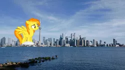 Size: 1920x1083 | Tagged: safe, derpibooru import, spitfire, pony, canada, giant pony, highrise ponies, irl, macro, photo, ponies in real life, toronto