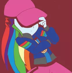 Size: 763x768 | Tagged: safe, artist:treble clefé, derpibooru import, rainbow dash, dance magic, equestria girls, spoiler:eqg specials, covered eyes, ear piercing, earring, hidden eyes, jewelry, piercing, rapper dash, scene interpretation, solo