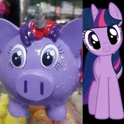 Size: 2896x2896 | Tagged: safe, derpibooru import, twilight sparkle, pig, pony, unicorn, horn, piggy bank, pigified, species swap, twilight porkle, wat, wtf